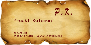 Preckl Kelemen névjegykártya